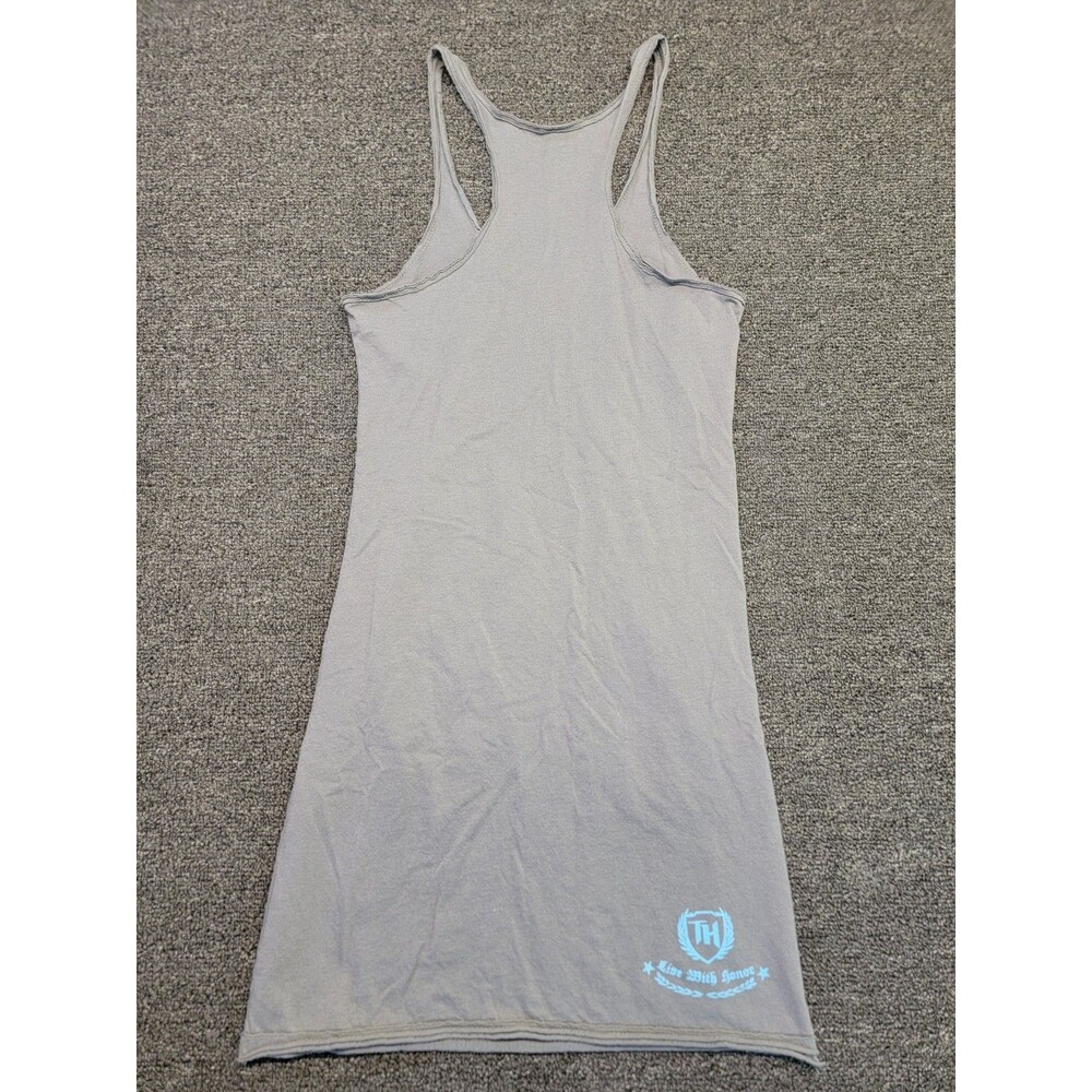 True Honor Women's Large Tank Top Grey Racerback Skull Graphic - Picture 6 of 11